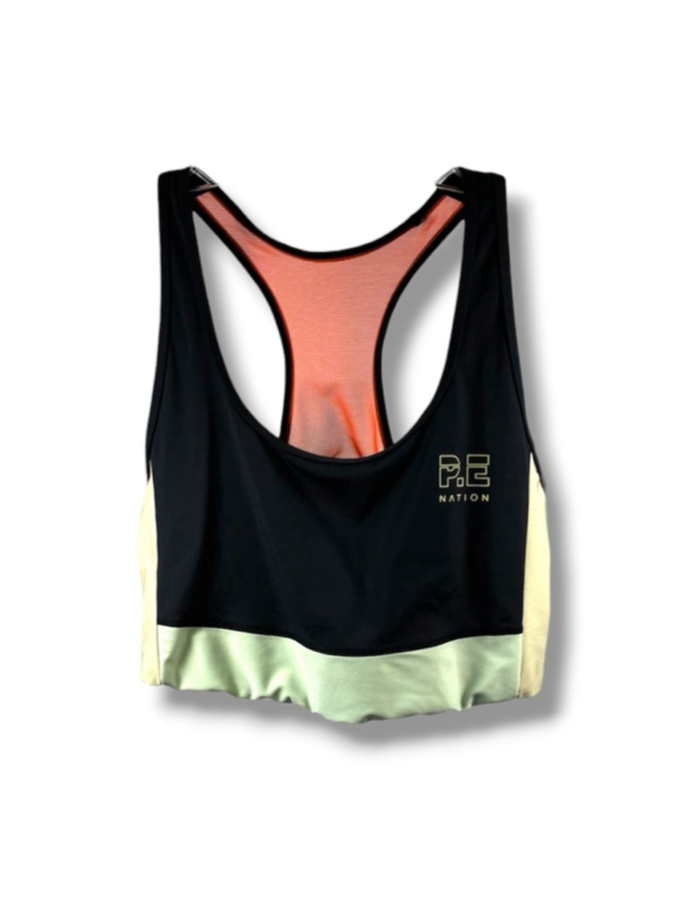 P.E Nation Sports Bra in Black Orange Size L